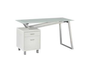 Mayline 1001VGWW Soho V-Desk with Glass Top - White Mayline 1001VGWW Soho V-Desk with Glass Top - White