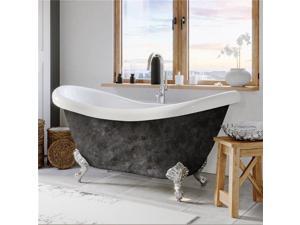 Cambridge Plumbing ADES-NH-CP-SP 68 x 28 in. Scorched Platinum Acrylic Double Ended Slipper Bathtub with No Faucet Drillings & Polished Chrome Feet Cambridge Plumbing ADES-NH-CP-SP 68 x 28 in. Scorched Platinum Acrylic Double Ended Slipper Bathtub with No Faucet Drillings & Polished Chrome Feet