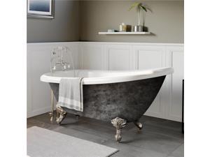Cambridge Plumbing AST67-DH-BN-SP 67 in. x 28 in. Scorched Platinum Acrylic Slipper Bathtub with 7 in. Deck Mount Faucet Holes & Brushed Nickel Ball & Claw Feet Cambridge Plumbing AST67-DH-BN-SP 67 in. x 28 in. Scorched Platinum Acrylic Slipper Bathtub with 7 in. Deck Mount Faucet Holes & Brushed Nickel Ball & Claw Feet
