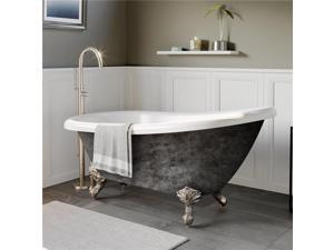 Cambridge Plumbing AST67-NH-BN-SP 67 in. x 28 in. Scorched Platinum Acrylic Slipper Bathtub with No Faucet Holes & Brushed Nickel Ball & Claw Feet Cambridge Plumbing AST67-NH-BN-SP 67 in. x 28 in. Scorched Platinum Acrylic Slipper Bathtub with No Faucet Holes & Brushed Nickel Ball & Claw Feet
