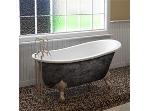Cambridge Plumbing ST61-DH-BN-SP 61 x 30 in. Scorched Platinum Cast Iron Slipper Bathtub with 7 in. Deck Mount Faucet Holes & Brushed Nickel Feet Cambridge Plumbing ST61-DH-BN-SP 61 x 30 in. Scorched Platinum Cast Iron Slipper Bathtub with 7 in. Deck Mount Faucet Holes & Brushed Nickel Feet