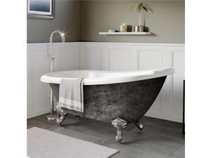 Cambridge Plumbing AST67-NH-CP-SP 67 in. x 28 in. Scorched Platinum Acrylic Slipper Bathtub with No Faucet Holes & Polished Chrome Ball & Claw Feet Cambridge Plumbing AST67-NH-CP-SP 67 in. x 28 in. Scorched Platinum Acrylic Slipper Bathtub with No Faucet Holes & Polished Chrome Ball & Claw Feet