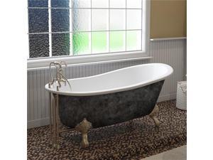 Cambridge Plumbing ST67-DH-BN-SP 67 in. x 30 in. Scorched Platinum Cast Iron Slipper Bathtub with 7 in. Deck Mount Faucet Holes & Brushed Nickel Ball & Claw Feet Cambridge Plumbing ST67-DH-BN-SP 67 in. x 30 in. Scorched Platinum Cast Iron Slipper Bathtub with 7 in. Deck Mount Faucet Holes & Brushed Nickel Ball & Claw Feet