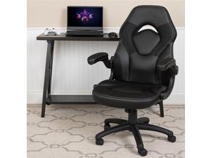 Flash Furniture CH-00095-BK-GG X10 Gaming Chair Racing Office Ergonomic Computer PC Adjustable Swivel Chair with Flip Up Arms Leather Soft, Black