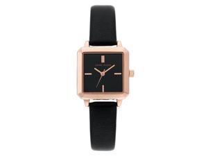 Anne Klein AK-3090RGBK Women Black Square Leather Watch Anne Klein AK-3090RGBK Women Black Square Leather Watch