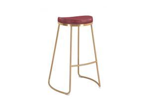 Zuo Modern Backless Bree Round Barstool with Faux Leather Seat and Footrest - Burgundy & Gold Zuo Modern Backless Bree Round Barstool with Faux Leather Seat and Footrest - Burgundy & Gold