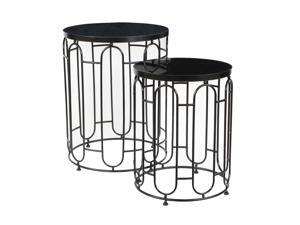 Cheung's Contemporary Decorative Mirrored Nesting Tables - 2 Piece, Black Cheung's Contemporary Decorative Mirrored Nesting Tables - 2 Piece, Black