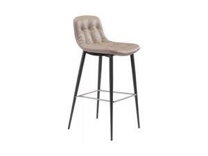 Offex Contemporary Upholstered Tangiers Bar Chair with Tufted Seat & Footrest - Set of 2, Taupe Offex Contemporary Upholstered Tangiers Bar Chair with Tufted Seat & Footrest - Set of 2, Taupe