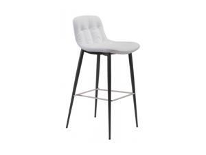 Offex Contemporary Upholstered Tangiers Bar Chair with Tufted Seat & Footrest - Set of 2, White Offex Contemporary Upholstered Tangiers Bar Chair with Tufted Seat & Footrest - Set of 2, White