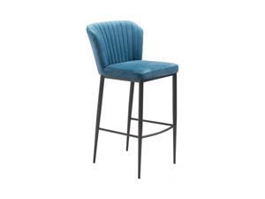 Offex Luxurious Flared Back Tolivere Bar Chair with Slim Steel Legs and Footrest- Set of 2, Blue Offex Luxurious Flared Back Tolivere Bar Chair with Slim Steel Legs and Footrest- Set of 2, Blue