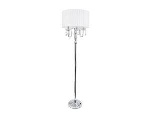 Elegant Designs Trendy Sheer White Shade Floor Lamp with Hanging Crystals