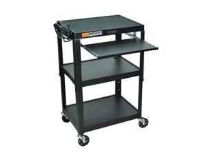 Luxor Adjustable Height Black Metal A/V Cart w/ Pullout Keyboard Tray and Cab... 