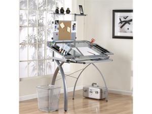 Futura Tower Drafting Table in Silver with Blue Glass by Studio Designs
