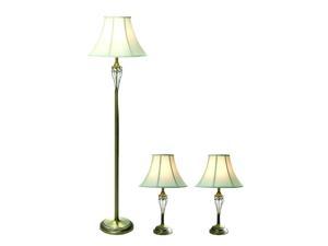 Elegant Designs Antique Brass Three Pack Lamp Set (2 Table Lamps, 1 Floor Lamp)