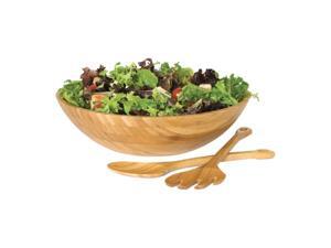 Bamboo Salad Bowl with Pair of Servers in Bamboo Bamboo Salad Bowl with Pair of Servers in Bamboo