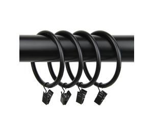 Rod Desyne 10 Curtain Rings With Clips 2-1/2 Inch I.D Black Rod Desyne 10 Curtain Rings With Clips 2-1/2 Inch I.D Black