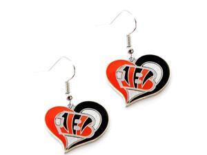 Bengals NFL Swirl Heart Dangle Earring Set Charm Gift Bengals NFL Swirl Heart Dangle Earring Set Charm Gift