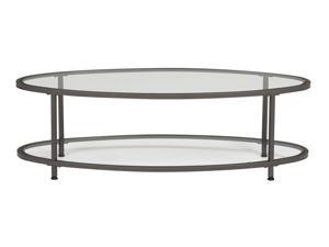 Studio Designs Home Living Room Camber 48" Oval Coffee Table - Pewter/Clear Glass Studio Designs Home Living Room Camber 48" Oval Coffee Table - Pewter/Clear Glass