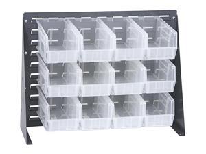 Offex Bench Rack Storage Unit with 12 Clear Storage Bins - 27"Lx 8"Wx 21"H Offex Bench Rack Storage Unit with 12 Clear Storage Bins - 27"Lx 8"Wx 21"H