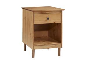 WE Furniture Bedroom 1 Drawer Decorative Solid Wood Nightstand - Caramel
