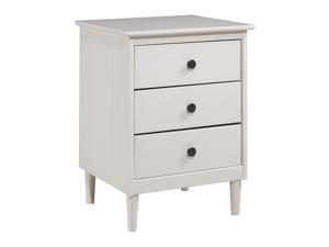 WE Furniture Bedroom 3 Drawer Decorative Solid Wood Nightstand - White