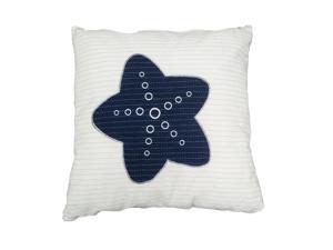 Old Modern Handicrafts Decorative White Pillow with Blue Star