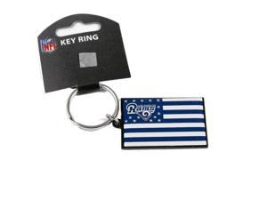 NFL LA Los Angeles Rams Americana American Flag Team Logo Metal Key Ring Keychain