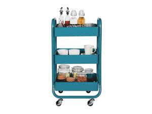 Designa Office Home Kitchen/Outdoor 3 Tiers Metal Mobile Organization Rolling Storage Cart with Handles - Turquoise Designa Office Home Kitchen/Outdoor 3 Tiers Metal Mobile Organization Rolling Storage Cart with Handles - Turquoise