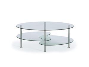 Ryan Rove Home Contemporary Ashley 38" Oval Two Tier Clear Glass Coffee Table Ryan Rove Home Contemporary Ashley 38" Oval Two Tier Clear Glass Coffee Table