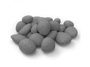 moda flame 24 piece ceramic fireplace pebble set finish: gray moda flame 24 piece ceramic fireplace pebble set finish: gray