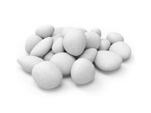 moda flame 24 piece ceramic fireplace pebble set finish: white moda flame 24 piece ceramic fireplace pebble set finish: white