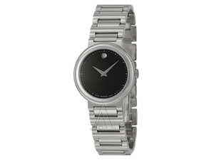 Movado Concerto 0606419 Women's Stainless Steel Quartz Analog Watch - Silver Band with Black Dial