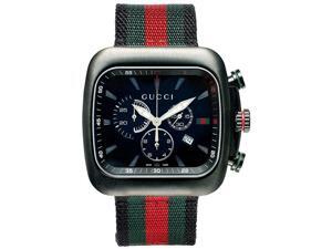 Gucci Coupe Black Dial Chronograph Nylon Strap Mens Watch YA131202