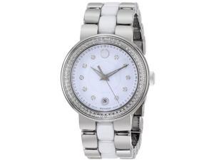 Movado Cerena Diamond White Ceramic and Stainless Steel Ladies Watch 0606625