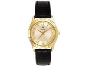 Bulova Gold-Tone Leather Ladies Watch 97V25