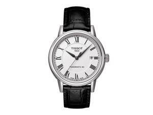 Tissot T-Classic Carson White Dial Black Leather Mens Watch T0854071601300