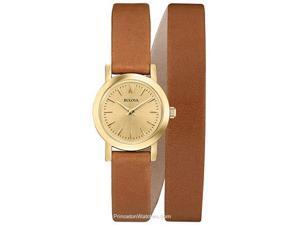 Bulova Dress Champagne Dial Brown Leather Double Wrap Ladies Watch 97L135 Bulova Dress Champagne Dial Brown Leather Double Wrap Ladies Watch 97L135