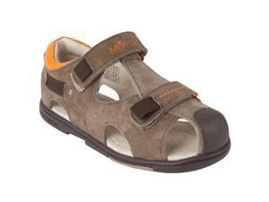 Momo Grow Toddler/Little Kid Double-Strap Taupe/Red Orange Leather Sandal Shoes Momo Grow Toddler/Little Kid Double-Strap Taupe/Red Orange Leather Sandal Shoes