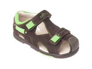 Momo Grow Toddler/Little Kid Double-Strap Brown/Green Leather Sandal Shoes Momo Grow Toddler/Little Kid Double-Strap Brown/Green Leather Sandal Shoes