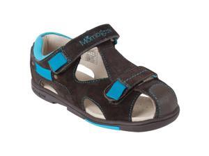 Momo Grow Toddler/Little Kid Double-Strap Brown/Blue Leather Sandal Shoes Momo Grow Toddler/Little Kid Double-Strap Brown/Blue Leather Sandal Shoes