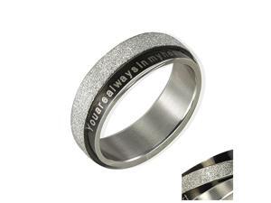 Stainless Steel Black Sparkle You are always in my heart 6mm Band Ring Men Sz 10 Stainless Steel Black Sparkle You are always in my heart 6mm Band Ring Men Sz 10