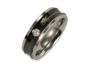 Stainless Steel Concave Black CZ "Sweet Agreement" 6mm Band Ring Men Size 9 Stainless Steel Concave Black CZ "Sweet Agreement" 6mm Band Ring Men Size 9