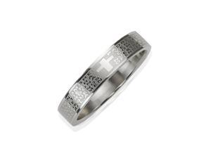 Stainless Steel Spanish Lord's Prayer 4mm Band Ring - Women (Size 5) Stainless Steel Spanish Lord's Prayer 4mm Band Ring - Women (Size 5)