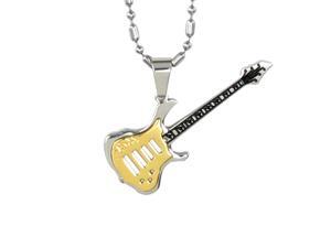 Stainless Steel Gold Guitar Pendant Necklace 20" Stainless Steel Gold Guitar Pendant Necklace 20"