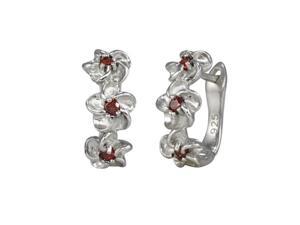Daisy Chain Garnet Cubic Zirconia Platinum Overlay Silver Hoop Earrings Daisy Chain Garnet Cubic Zirconia Platinum Overlay Silver Hoop Earrings