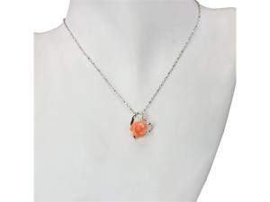 Red Coral Rose Heart-Shaped Platinum Overlay Silver Pendant ONLY Red Coral Rose Heart-Shaped Platinum Overlay Silver Pendant ONLY
