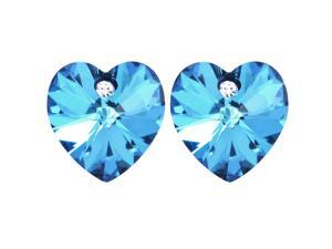 Crystal Heart Swarovski Elements Heart Shaped Crystal Rhodium Plated Stud Earrings - Aquamarine Blue Crystal Heart Swarovski Elements Heart Shaped Crystal Rhodium Plated Stud Earrings - Aquamarine Blue