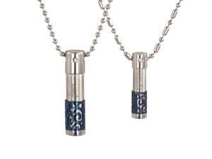 Only Love Cylinder CZ Blue Lattice Stainless Steel Couple Necklace Set 16"/20" Only Love Cylinder CZ Blue Lattice Stainless Steel Couple Necklace Set 16"/20"