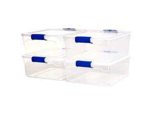 Homz 15.5 Quart Heavy Duty Clear Plastic Stackable Storage Containers, 4 Pack Homz 15.5 Quart Heavy Duty Clear Plastic Stackable Storage Containers, 4 Pack