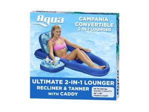 Aqua Leisure Campania Convertible 2 in 1 Pool Float Lounge/Caddy, Teal Hibiscus